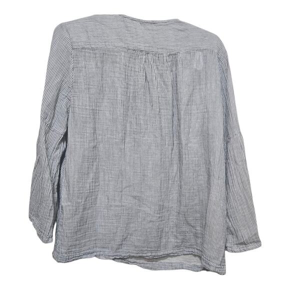 Dylan top womens size large blue white pinstripe tie up boho blouse shirt beachy - Picture 2 of 9